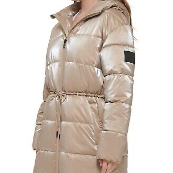 Calvin Klein Jeans Women's Quilted Puffer Hood Jacket in Khaki Size L NWT - Picture 4 of 15